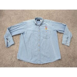 Vintage‎ Taco Bell Shirt Mens Large Denim Button Up Embroidered Promo USA 90s